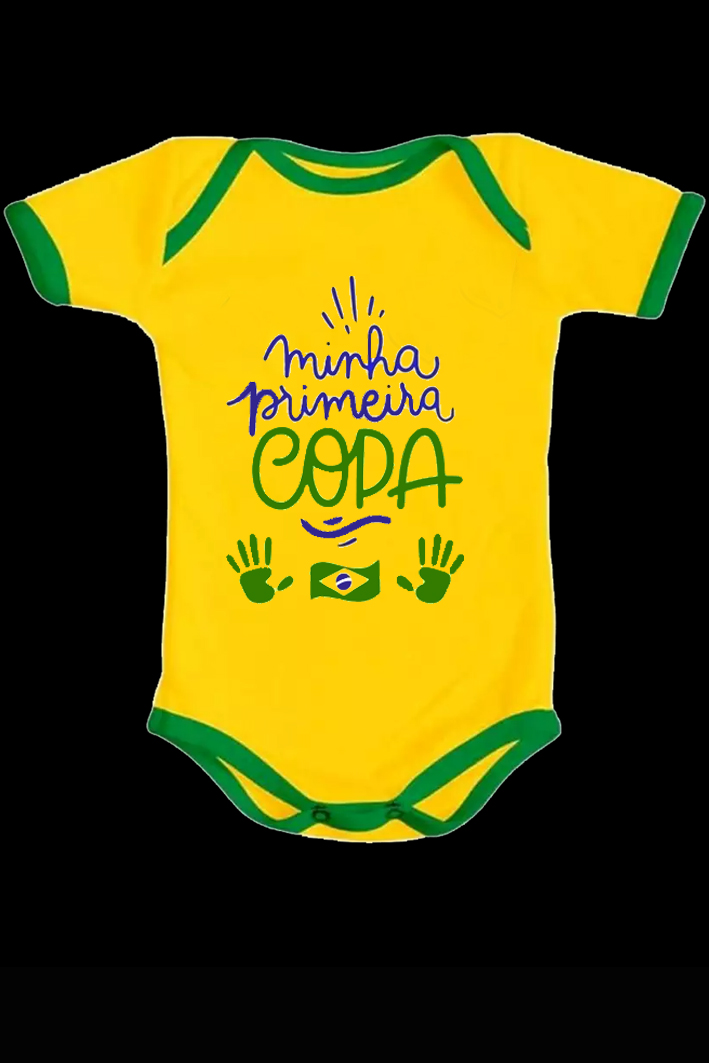 Body de Poliéster Amarelo c/ Punho Verde